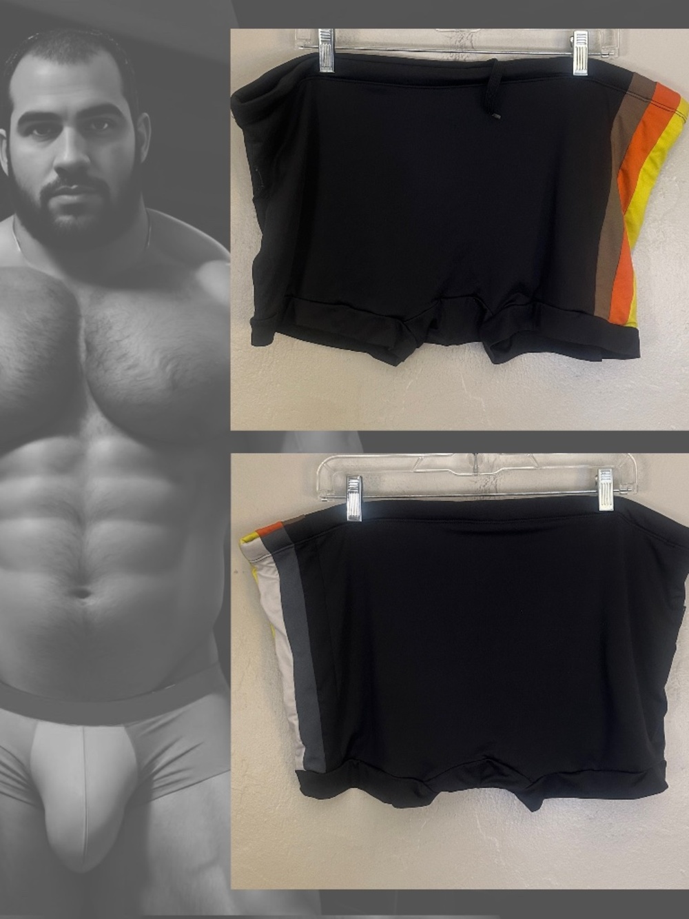 Big Boy Square Cut Swimsuit 2XL 42-50" waist Gently worn Nylon/spandex no fabric